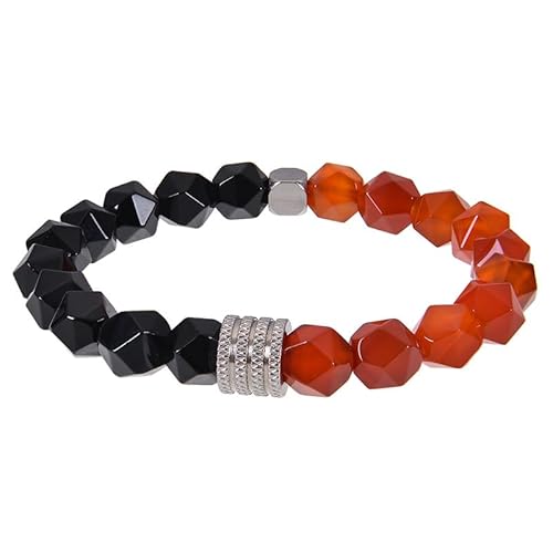 LIUYUYOUGO Edelstein Armband Kristallperlenarmbänder Herren 8Mm Naturstein Schwarzer Obsidian Facettierte Perlen Armband Mode Verstellbares Elastisches Seil Edelsteine ​​Armreif Statement Schmuck von LIUYUYOUGO