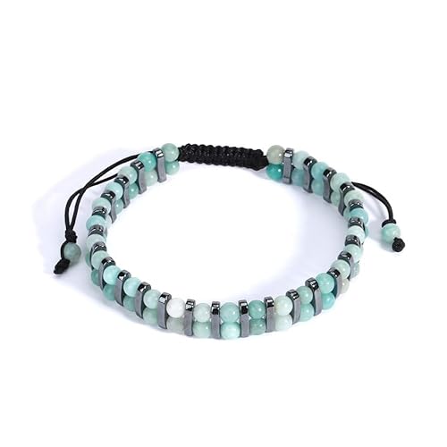 LIUYUYOUGO Edelstein Armband Natürliche Kristallarmbänder Für Frauen Doppellagiges Hämatit Perlenarmband Handgefertigt Geflochten Magnetischer Armreif Chakren Energie Edelsteine Perlen Schmuck M von LIUYUYOUGO
