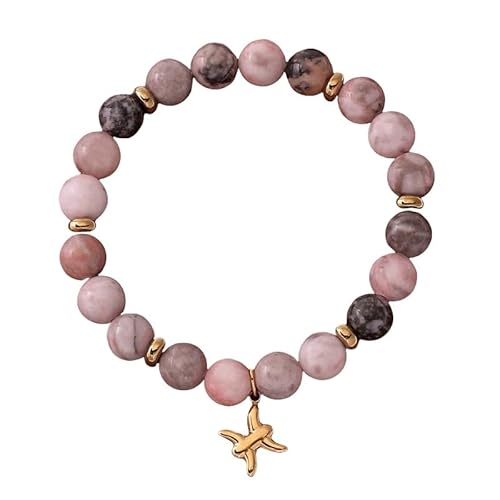 LIUYUYOUGO Edelstein Armband Sternzeichen Armbänder Für Damen Und Herren 12 Sternbilder Charm Rosa Zebra Naturstein Kristallarmbänder Elastische Perlen Armreif Horoskop Inspirierender Schmuck Ges von LIUYUYOUGO