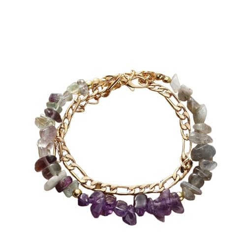 LIUYUYOUGO Edelstein Armband Sternzeichen Armbänder Für Frauen 12 Sternbilder Kristallsplitter Steinperlen Armband Golden Doppellagig Stapelbar Armreif Sternzeichen Horoskop Schmuck Geburtstagsges von LIUYUYOUGO