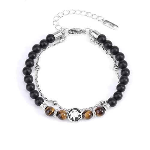 LIUYUYOUGO Edelstein Armband Sternzeichen Armband Aus Schwarzem Onyx Mit Perlen Für Damen Und Herren Natürlicher Tigerauge Stein Kristallarmbänder Retro Doppelschichtkette 12 Sternbilder Armreif LIUYUYOUGO Edelstein Armband Sternzeichen Armband Aus Schwarzem Onyx Mit Perlen Für Damen Und Herren Natürlicher Tigerauge Stein Kristallarmbänder Retro Doppelschichtkette 12 Sternbilder Armreif von LIUYUYOUGO
