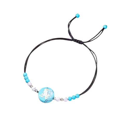 LIUYUYOUGO Edelstein Armband Sternzeichen Kristallarmband Für Frauen Boho Türkis Naturstein Edelstein Perlenarmbänder Ethnisch 12 Sternbilder Charm Geflochtener Armreif Geburtsstein Schmuck Gesch von LIUYUYOUGO