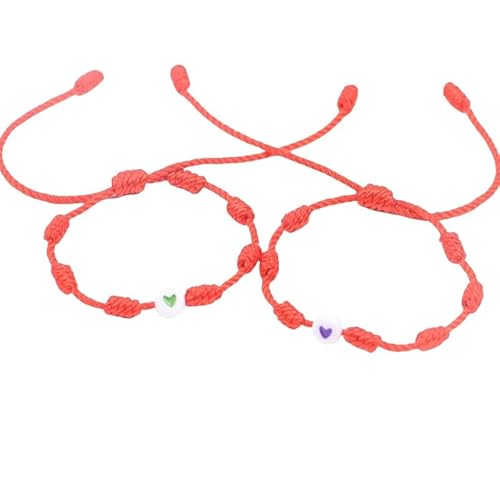 LIUYUYOUGO Freundschaftsarmbänder 2 Stück Liebesherz Armband Geflochten Handgefertigt Verstellbar 7 Knoten Schutz Glücksbringer Armbänder Für Erwachsene Paare Freunde Charm Armbänder Amulett S LIUYUYOUGO Freundschaftsarmbänder 2 Stück Liebesherz Armband Geflochten Handgefertigt Verstellbar 7 Knoten Schutz Glücksbringer Armbänder Für Erwachsene Paare Freunde Charm Armbänder Amulett S von LIUYUYOUGO