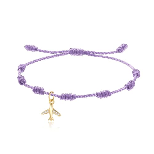 LIUYUYOUGO Freundschaftsarmbänder 7 Knoten Armband Für Damen Und Herren Vergoldet/Versilbert Flugzeug Charm Paararmbänder Mit Zirkonia Handgefertigt Geflochtenes Armband Schutz Glücksbringer Lil von LIUYUYOUGO