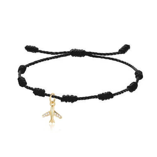 LIUYUYOUGO Freundschaftsarmbänder 7 Knoten Armband Für Damen Und Herren Vergoldet/Versilbert Flugzeug Charm Paararmbänder Mit Zirkonia Handgefertigt Geflochtenes Armband Schutz Glücksbringer Sch von LIUYUYOUGO