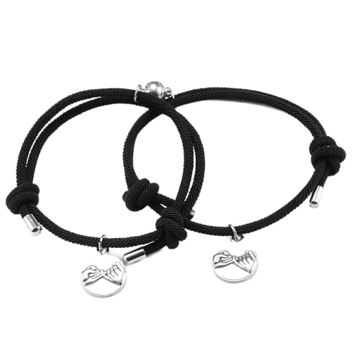 LIUYUYOUGO Freundschaftsarmband,Handgemachtes Freundschaftsarmband 2Pcs Paare Finger Verbunden Magnet Anziehungskraft Charme Paracord Mode Kreativer Schmuck Einstellbar BFF Lucky Knöchelarmband Fü von LIUYUYOUGO