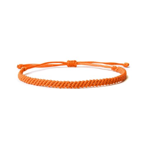 LIUYUYOUGO Freundschaftsarmband,Handgemachtes Freundschaftsarmband Orange Wasserdichtes Wachsseil Stilvolle BFF-Armbänder Verstellbar Glück Knoten Knoten Armband Paare Makramee Armband von LIUYUYOUGO