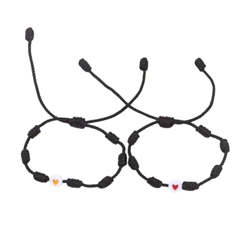 LIUYUYOUGO Handgemachtes Armband 2 Stück Liebesherz Armband Geflochten Handgefertigt Verstellbar 7 Knoten Schutz Glücksbringer Armbänder Für Erwachsene Paare Freunde Charm Armbänder Amulett Sch von LIUYUYOUGO