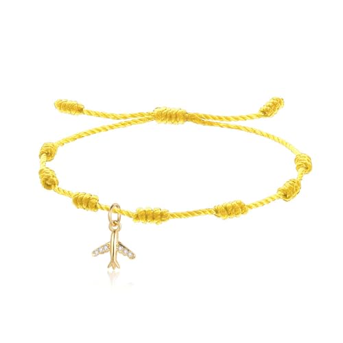 LIUYUYOUGO Handgemachtes Armband 7 Knoten Armband Für Damen Und Herren Vergoldet/Versilbert Flugzeug Charm Paararmbänder Mit Zirkonia Handgefertigt Geflochtenes Armband Schutz Glücksbringer Schmu von LIUYUYOUGO