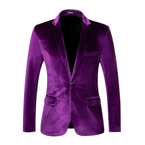 LIUYUYOUGO Herren Sakko Sportlich,Herren Blazerjacke Aus Samt Einfarbig Mit Einem Knopf Sportmantel Elegant Slim Fit Smokingjacke Aus Samt Revers Lässige Business Jacke Für Abendessen Abschlussbal von LIUYUYOUGO