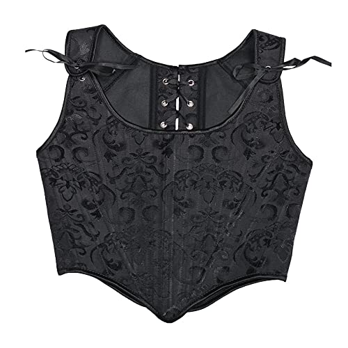 LIUYUYOUGO Korsett Damen Sexy,Korsetts Für Frauen Sexy Schlank Einfarbig Schwarz Jacquard Bustier Korsett Tops Satin Lace Up Ohne Knochen Vollbrust Push Up Korsett Shapewear Leibchen Vintage Party von LIUYUYOUGO