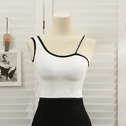 LIUYUYOUGO Korsett Oberteil,Frauen Bustier Korsett Top Mode Sexy Weiß Tube Top Sommer Asymmetrisch Träger Elastizität Schlank Sport Korsetts Push Up Crop Tops BH Camis Rückenfreie Weste Für Mä von LIUYUYOUGO