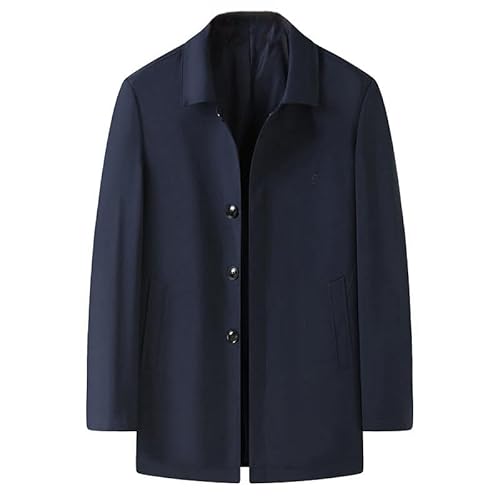 LIUYUYOUGO Leichte Herrenjacke langärmelig Bomberjacke lässig Business kurzer Trenchcoat für Männer winddichter Übermantel Übergröße Windjacke für Frühling und Herbst Blau 5XL von LIUYUYOUGO