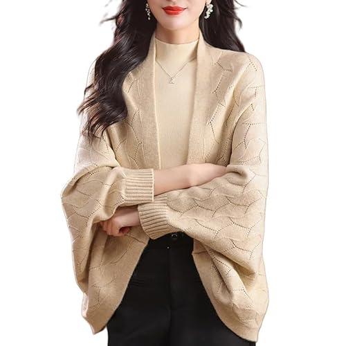 LIUYUYOUGO Pashminas Für Damen,Pashmina Schals Und Tücher Aus Wolle Für Damen Ausgehöhlter Jacquard Gestrickter Poncho Strickjacke Pullover Eleganter Weicher Kaschmirschal Mit Ärmeln Pullover F von LIUYUYOUGO
