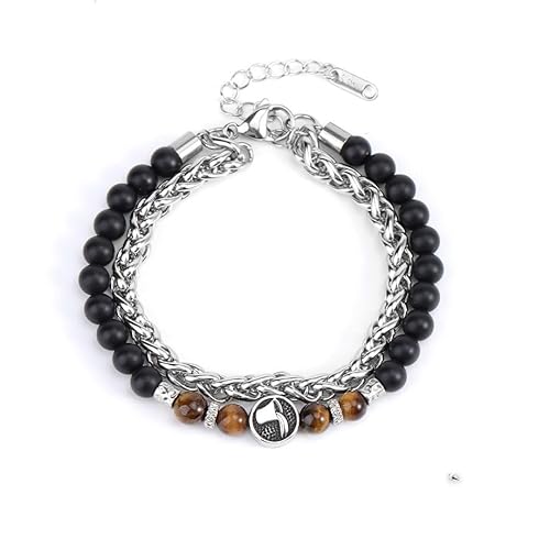 LIUYUYOUGO Perlenarmband Damen Sternzeichen Perlenarmband Für Frauen Und Männer Natürlicher Tigerauge Stein Kristallarmbänder Antike Charms Punk Doppellagige Kette 12 Sternbilder Armreif Schmuck von LIUYUYOUGO