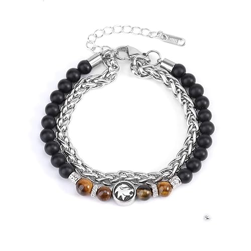 LIUYUYOUGO Perlenarmband Damen Sternzeichen Perlenarmband Für Frauen Und Männer Natürlicher Tigerauge Stein Kristallarmbänder Antike Charms Punk Doppellagige Kette 12 Sternbilder Armreif Schmuck LIUYUYOUGO Perlenarmband Damen Sternzeichen Perlenarmband Für Frauen Und Männer Natürlicher Tigerauge Stein Kristallarmbänder Antike Charms Punk Doppellagige Kette 12 Sternbilder Armreif Schmuck von LIUYUYOUGO