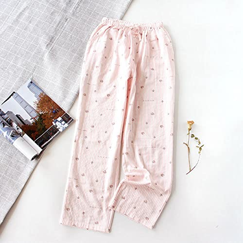 LIUYUYOUGO Pyjama Hosen Damen,Lässige, Gemütliche Pyjamahose Für Damen, Modisch, Süß, Locker, Rosa Ankerstreifen, Frühlingsschlafhose, Elastisch, Hohe Taille, Weites Bein, Yogahose, Lounge, He von LIUYUYOUGO