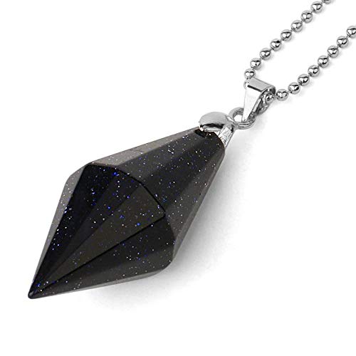 LIUYUYOUGO Stein Anhänger Halsketten,Vintage Pointed Cone Anhänger Charms Blue Goldstone Edelstein Mode Einzigartige Silber Perlenkette Schmuck Für Weihnachten Unisex LIUYUYOUGO Stein Anhänger Halsketten,Vintage Pointed Cone Anhänger Charms Blue Goldstone Edelstein Mode Einzigartige Silber Perlenkette Schmuck Für Weihnachten Unisex von LIUYUYOUGO