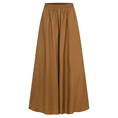 LIUYUYOUGO Stoffhose Damen, Culottes-Hose Mit Weitem Bein Hosenrock Einfarbig Plus Größe Elastisch Mit Hoher Taille Palazzo-Hose Elegant Leicht Fließend Sommerhose Böhmen Strandhose Freizeithose von LIUYUYOUGO