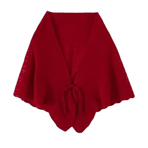LIUYUYOUGO Stola Damen Festlich Wollschals Und Wickel Für Damen Weicher Kaschmirschal Eleganter Schal Poncho Mit Hohlen Rüschen Warmer Winter Strickumhang Mit Chinesischem Knotenknopf Schulterschu von LIUYUYOUGO