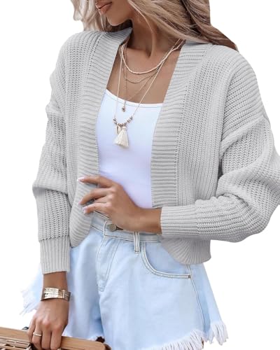 LIUYUYOUGO Strickjacken Für Damen,Damen Strick Bolero Langarm Strickjacken Vorne Offen Kurze Strickjacke Schal Eleganter Rippenstrickpullover Mantel Herbst Bauchfreies Top Strickjacke Oberbekleidun von LIUYUYOUGO
