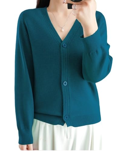 LIUYUYOUGO Strickjacken Und Pullover Für Damen Gerippte Strickjacken Vorne Offen Damen Pullover Mit V Ausschnitt Elegante Kurze Strickjacken Pullover Warme Winterstrickjacke Solide Oberbekleidung B von LIUYUYOUGO
