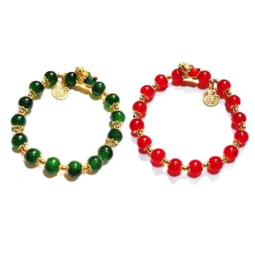 LIUZHIPENG Feng Shui Armband, Reichtum, Glücksdrache, Fu Buchstaben-Charm, Perlenarmbänder, chinesisches Jahr des Drachen, Gold, Glück, Freundschaftsarmband, Schmuck, Geschenk, Metall, Kein Edelstein von LIUZHIPENG
