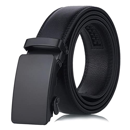 LIUZHIPENG Herren Gürtel, Schwarz PU Leder Ratsche Gürtel für Kleid Hose Hemd mit einstellbarem automatischem Klick, Schwarz , Einheitsgröße von LIUZHIPENG