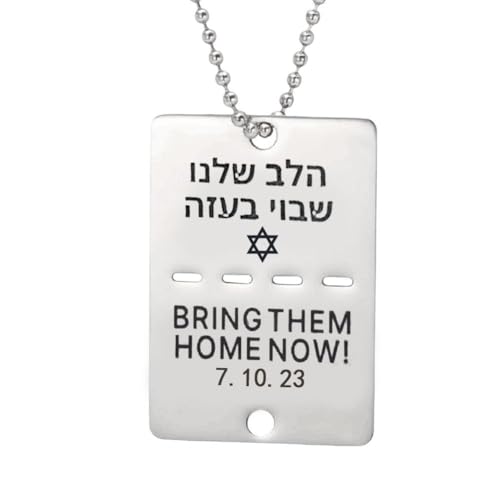 LIUZHIPENG Israel Bring Them Now Halskette, I Stand with Israel Dog Tag Kette, Israel Stand Kidnapped Kids Necklace von LIUZHIPENG