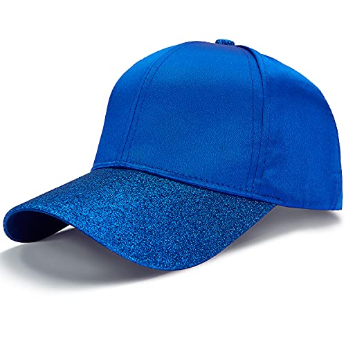 LIVACASA Baseball Damen Mesh Pferdeschwanz Baseball Cap Blingbling Hut Atmungsaktiv Sonnenhut Sonnenschutz Mädchen Kappe Schirmmütze Einheitsgröße Kopfumfang Glitzer Blau von LIVACASA