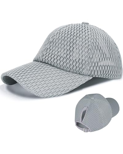 LIVACASA Baseball Damen Pferdeschwanz Mesh Baseball Cap Waschbar Hut Atmungsaktiv Cappi Sonnenhut Sonnenschutz Mädchen Kappe Schirmmütze Einheitsgröße Cappy Baseballkappe von LIVACASA