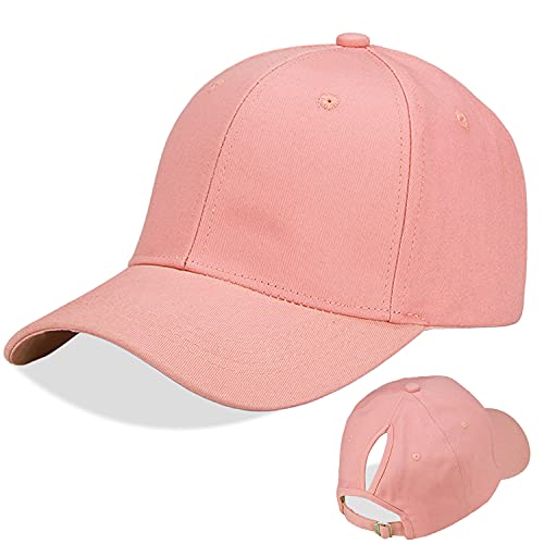 LIVACASA Basecap Damen Pferdeschwanz Baseball Cap Waschbar Hut Atmungsaktiv Cappi Sonnenhut Sonnenschutz Mädchen Kappe Schirmmütze Einheitsgröße Cappy Baseballkappe Kopfumfang Flamingorosa von LIVACASA