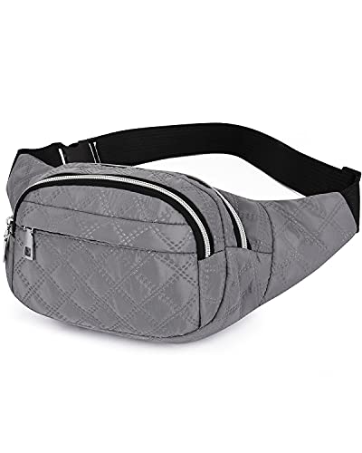 LIVACASA Bauchtasche Damen Groß Gürteltasche Viele Fächer Hüfttasche Mode Wasserabweisend Hip Bag Herren Verstellbarer Schultgurt Waistbag für Alltag Freizeit Partys Reise (Grau 4 Fächer) von LIVACASA