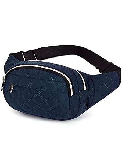 LIVACASA Bauchtasche Damen Groß Gürteltasche Viele Fächer Hüfttasche Mode Wasserabweisend Hip Bag Herren Verstellbarer Schultgurt Waistbag für Alltag Freizeit Partys Reise 4 Fächer Blau von LIVACASA