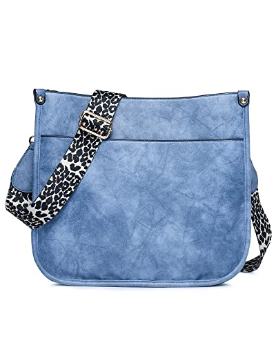 LIVACASA Damen Umhängetasche, PU Leder Crossbody Bag Tasche Schultertasche Abendtasche Citytasche Blau von LIVACASA