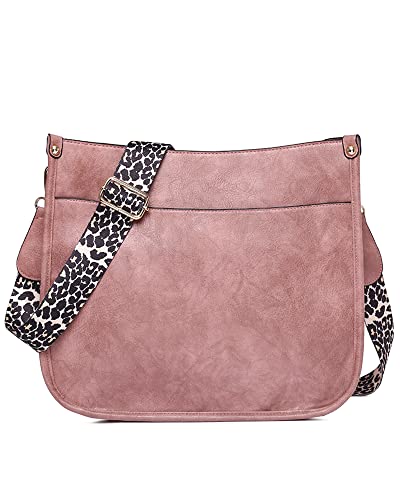 LIVACASA Damen Umhängetasche, PU Leder Crossbody Bag Tasche Schultertasche Abendtasche Citytasche Rosa von LIVACASA