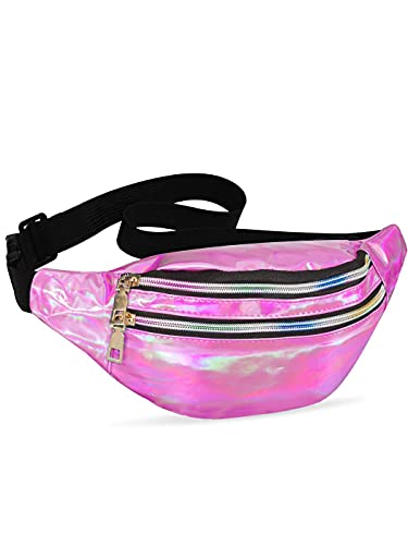 LIVACASA Gürteltasche Damen Bauchtasche Metallic Wasserabweisend Hüfttasche 3 Fächer Schultertaschen Mädchen Umhängetaschen Handytasche Tasche Reise Wandern von LIVACASA