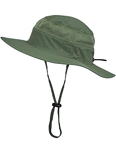 LIVACASA Hut Sommer UV Schutz Sonnenhut Herren Schirmmütze Sommer Fischerhut Atmungsaktiv Faltbar Safari Hut Unisex für Outdoor Grün von LIVACASA