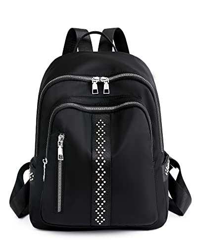 LIVACASA Rucksack Damen Klein, Nylon Elegant Schultertasche Anti-Diebstahl Schulrucksack Damenrucksack Casual Daypack Modern Cityrucksack Handtasche von LIVACASA