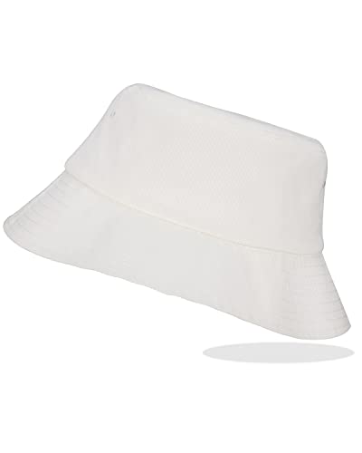 LIVACASA Sonnenhut Fischerhut Damen Sommer Faltbar Hut UV Schutz Amtungsaktiv Schirmmütze Herren Kappe für Freizeit Weiß von LIVACASA