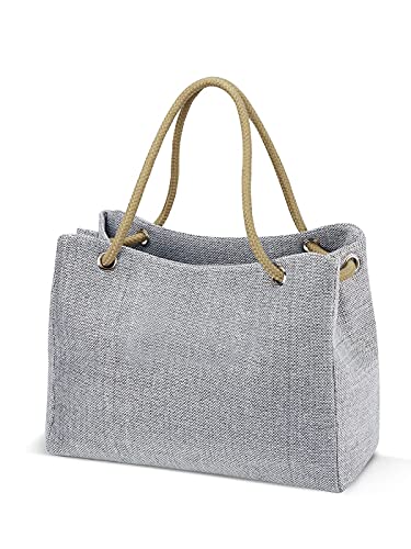 LIVACASA Strandtasche Damen Strandtasche Groß Strandtasche Familie Mit Reißverschluss Beach Bag XXL Badetasche Schultertasche Shopper Grau von LIVACASA