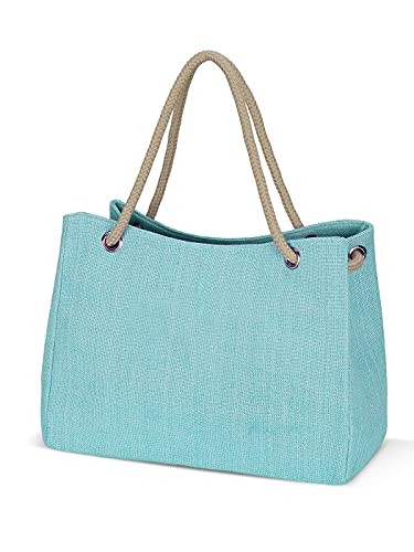 LIVACASA Strandtasche Damen Strandtasche Groß Strandtasche Familie Mit Reißverschluss Beach Bag XXL Badetasche Schultertasche Shopper Grün von LIVACASA