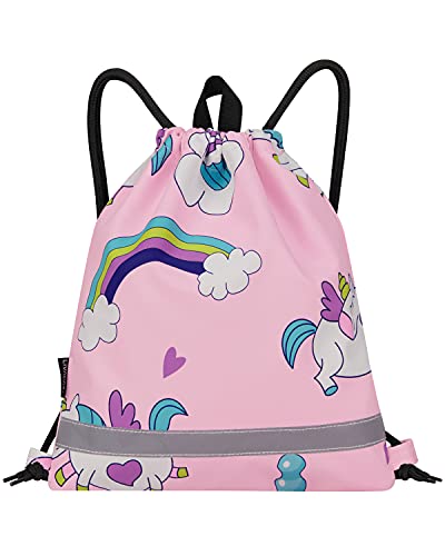 LIVACASA Turnbeutel Jungen Wasserdicht Sportbeutel Mädchen Reflektierend Sportsack für Kinder turnsack Kindergarten Gefülltet mit Innentasche Schuhbeutel für Kinder 30cmx34cm Regenbogen von LIVACASA