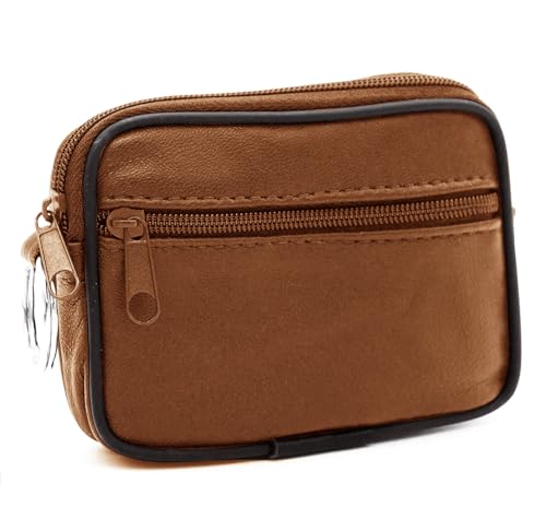 LIVAN - Geldbörse für Herren – Geldbörse aus echtem Leder – Münztasche Schlüsselanhänger, braun, one size, Klassisch, L0010_L3 von LIVAN