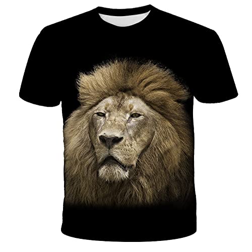3D Druck T Shirt Herren Tiger T Shirts für Herren 3D Printed Wild Animal Face Shirt Kurzarm,Löwe-1,L von LIVBH