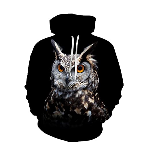 LIVBH Herren 3D Druck Kapuzenpullover Unisex Hoodie 3D Gedruckter Anime mit Kapuze Sweatshirt Pullover Oberbekleidung Kostüm für Männer und Frauen,Eule,XL von LIVBH