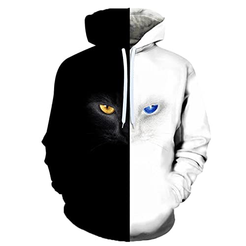 LIVBH Herren Damen Pullover Herren Neuheit Hoodie Realistischer 3D-Druck Pullover Unisex Casual Sweatshirt,Katzen,S von LIVBH