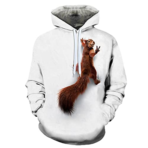 LIVBH Herren Slim Fit Kapuzenpullover Herren Jungen Neuheit 3D-Druck Anime Hoodie Sweatshirt Hoodie Bedruckter Pullover,Squirrel,m von LIVBH