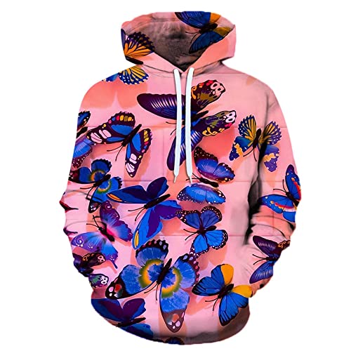 LIVBH Jungen Mädchen Hoodie Unisex Hoodie 3D Gedruckter Anime mit Kapuze Sweatshirt Pullover Oberbekleidung Kostüm für Männer und Frauen,Schmetterling,m von LIVBH