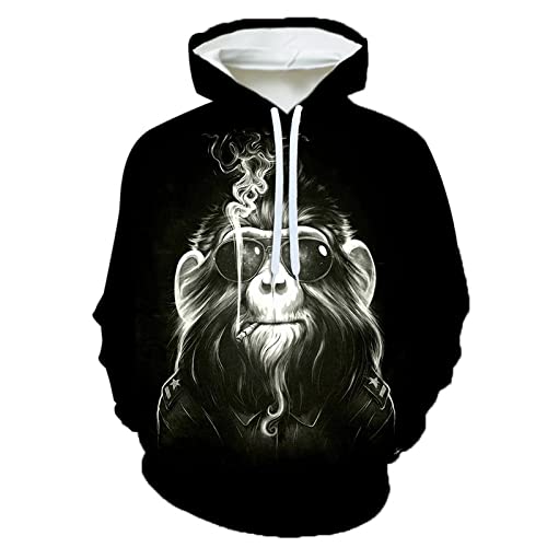 LIVBH Jungen und Mädchen Hoodie Herren Jungen Neuheit 3D-Druck Anime Hoodie Sweatshirt Hoodie Bedruckter Pullover,AFFE,m von LIVBH